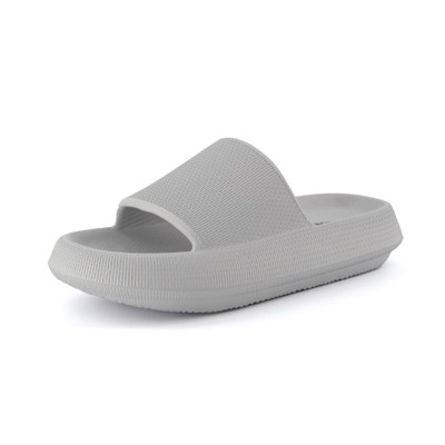 CUSHIONAIRE Feather Slides – Comfortable Cloud Cushion House Slippers for Women, Indoor Outdoor EVA Foam Foot Spa Shower Shoes, Non-Slip Arch Support