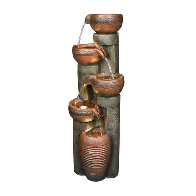 39.7" 5-Tier Outdoor Garden Water Fountain - Gray - Watnature