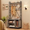 36" Hall Tree with Bench and Coat Rack – Entryway Shoe Storage Organizer with Hooks & Top Shelf, 5-in-1 Freestanding Gray. - 2 of 4