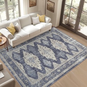 Washable Area Rug for Living Room, Soft Vintage Large Bedroom Carpet, Retro Farmhouse Low Pile Non-Slip Accent Rug for Dining Room - 1 of 4
