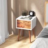 Tangkula 2PCS Wooden Nightstand Mid-Century End Side Table W/2 Storage Drawers Brown - 2 of 4