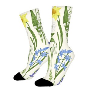 Seasons Flowers Women Printed Crew Socks Funny Funky Socks Soft Polyester Novelty Gifts for Artists Men - 1 of 1