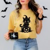 Simply Sage Market Women's Cat Perched On A Pumpkin Short Sleeve Garment Dyed Tee - 2 of 4