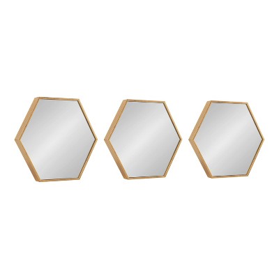 3pc 14" x 16" Rhodes Wall Mirror Set Gold - Kate & Laurel All Things Decor