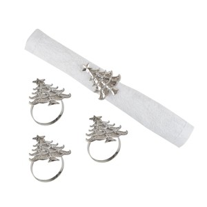 C&F Home Silver Christmas Tree Decorative Napkin Ring, Set of 4 - 1 of 4