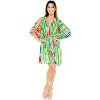 LA LEELA Women's Summer Plus Size Fall Holiday Swimwear Swimsuit Cover ups for Women Vacation Beachwear Mini Bathing Suit 2X-3X Green, Tie Dye Design - 4 of 4