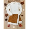 Ivory Turtleneck Top and Camel Fur Trimmed Skort Set Mia Belle Girls - 4 of 4