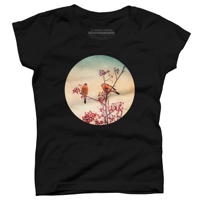 Girl's Design By Humans Bullfinch eat rowan By AnnArtshock T-Shirt