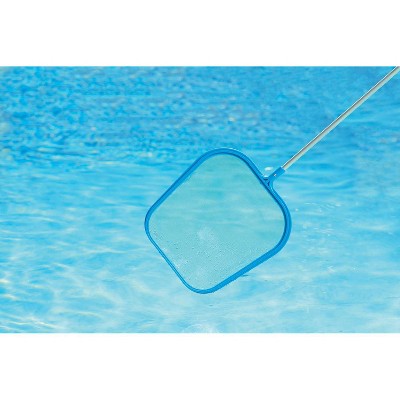 Blue Polypropylene Pool Leaf Skimmer with 4-Foot Aluminum Pole