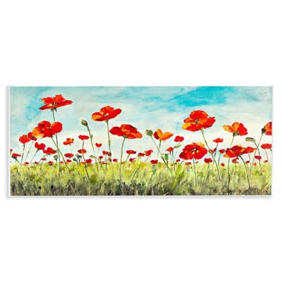 Stupell Industries Bright Red Poppies Meadow, 17" x 7"