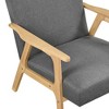 Fabric Upholstery Solid Rubberwood Contemporary Wood-Arm Accent Chair with Dacron Foam Seat, Attached Cushions and Natural Finish Frame - 4 of 4