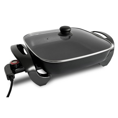 Complete Cuisine Electric Skillet with Glass Lid and Temperature Settings for Kitchen Small Appliances, Countertop Essentials, and Cooking Use, 12"