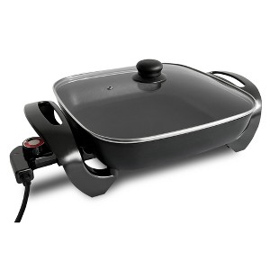 Complete Cuisine Electric Skillet with Glass Lid and Temperature Settings for Kitchen Small Appliances, Countertop Essentials, and Cooking Use, 12" - 1 of 4