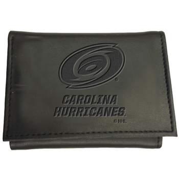 Evergreen NHL Carolina Hurricanes Black Leather Trifold Wallet Officially Licensed with Gift Box