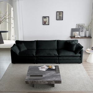 3-Seater Chenille Mid-Century Modern Armrest Sofa with 2 Armrest Pillows and 3 Toss Pillows for Living Room - 1 of 4