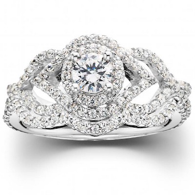 Pompeii3 1 CT Diamond Intertwined Engagement Matching Wedding Ring Set 10K White Gold