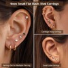 Surgical Steel Earrings, Hypoallergenic 20G Stud Hoop for Sensitive Ears, Small Opal Ball, Flat Back, Cartilage Earrings for Women Men - 2 of 4