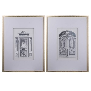 SEVOBAL Wall Art Set of 2 Architectural Pencil Prints Chic Urban Decor ideal for Modern Spaces with Sleek Elegance, Silver, 33.5"*3"*25.6" - 1 of 4