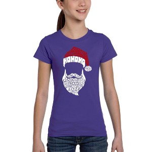 LA Pop Art Feliz Navidad Santa Claus - Girl's Word Art T-Shirt - 1 of 4