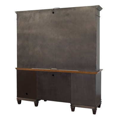 Hartford 70.5'' Brown Wood Desk with Hutch and Wire Mesh Doors