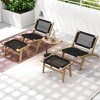 Tangkula 2PCS Mid Century Modern Teak Wooden w/Handwoven Cordage Seat Backrest for Patio - 3 of 4