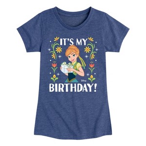 Girls' - Disney - Anna It's My Birthday Fitted Short Sleeve Graphic T-Shirt - 1 of 4