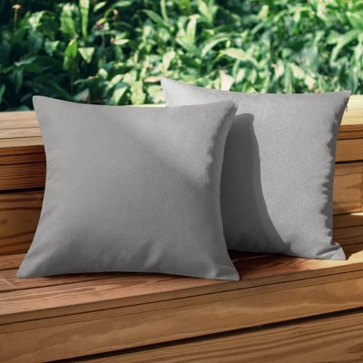 2 Pcs 18" x 18" Waterproof Polyester Fiber Solid Decorative Pillow Cover Gray - PiccoCasa