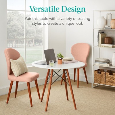 35.5in White Round Mid-Century Modern Dining Table with Beech Wood Legs