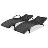 Nestfair Set of 2 Wicker Pull-out Side Table Adjustable Backrest Rattan Outdoor Chaise Lounge Black - 2 of 4