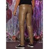Lars Amadeus Men's Slim Fit Motorcycle Biker Faux Leather Trousers Brown 34 - 3 of 4