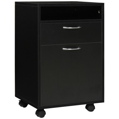 NicBex 1 Drawer Mobile File Cabinet with 1 Open Shelf and 1 Cabinet,Office Cabinet with Metal Handles and Casters,Filing Cabinet for Home Office