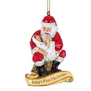 Roman 3.25 In Santa W/Baby 1St Christmas Sleeping Baby Shhh! Tree Ornaments - 1 of 3
