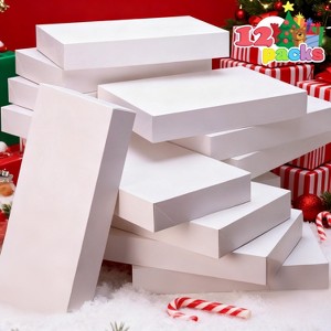 JOYFY 12pcs Christmas White Cardboard Boxes for Christmas Holiday, Festive Xmas Wrapping Shirt Boxes DIY Gift Boxes - 1 of 4