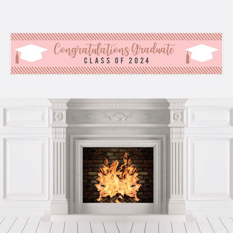 Big Dot of Happiness Rose Gold Grad - 2024 Graduation Party Decorations Party Banner, 1 of 8