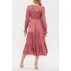 August Sky Women's Smocked Body Long Sleeves Midi Dress - 2 of 4