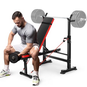 KRISRATE 660lbs Multi-Function Weight Bench Set 6-in-1 with Squat Rack, Leg Developer, Preacher Curl, Adjustable Workout Bench for Home Gym Training - 1 of 4