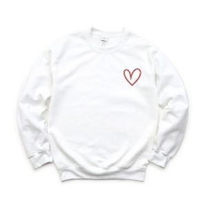 Simply Sage Market Women's Graphic Sweatshirt Embroidered Hand Drawn Heart LC - 1 of 4