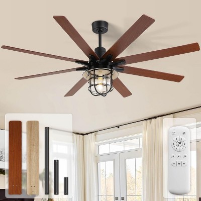 Sofucor Large Ceiling Fans with Lights and Remote Large 6-Speed 3-Timer Farmhouse Ceiling Fan Noiseless Reversible DC Motor Glass Lampshade