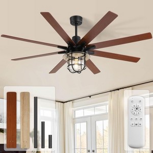 Sofucor Large Ceiling Fans with Lights and Remote Large 6-Speed 3-Timer Farmhouse Ceiling Fan Noiseless Reversible DC Motor Glass Lampshade - 1 of 4