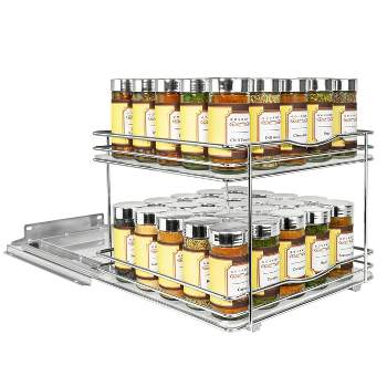 Lynk Professional Slide Out Vertical 10.25" Double Metal Spice Rack Silver