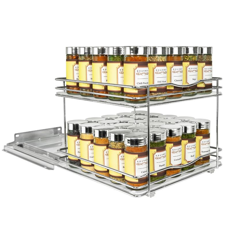 Lynk Professional Slide Out Vertical 10.25&#34; Double Metal Spice Rack Silver, 1 of 10