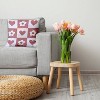 16"x16" Valentine's Day Heart and Flowers Grid Square Throw Pillow Rusty Mauve - e by design: Indoor Decorative Cushion, Twill Fabric - 3 of 4