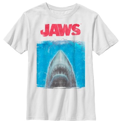 Camiseta e adesivos do filme Tubarão de Jaws Quint's Big Game Fishing,  Athletic Heather, Small