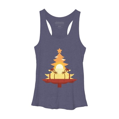 Women's Design By Humans Christmas in July Tree Sunset By destiny29 Racerback Tank Top