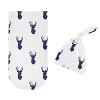 Sweet Jojo Designs Boy Baby Cocoon and Beanie Hat Swaddle Wrap Woodland Deer Blue and White 2pc - 2 of 4