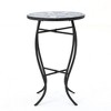 TUYOHW Round Patio End Table,Patio Side Table with Mosaic-Style Top and Curved Iron Legs for Patio,Garden,Balcony,White+Blue - 4 of 4