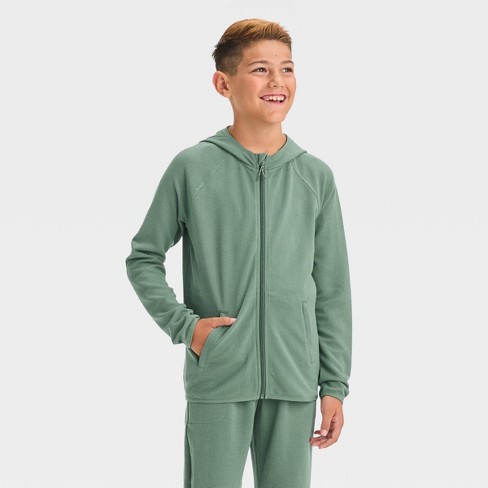 Boys' Waffle Hooded Sweatshirt - All In Motion™ North Green L : Target