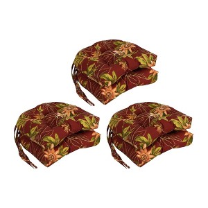 Blazing Needles, 16-inch Spun Polyester Patterned Outdoor U-shaped Tufted Chair Cushions (Set of 6) - 1 of 2