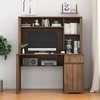 Computer Desk With Hutch and Bookshelf, Farmhouse Home Office Desk Writing Table With Drawer, 3 AC Outlets And 2 USB Charging Ports - 2 of 4