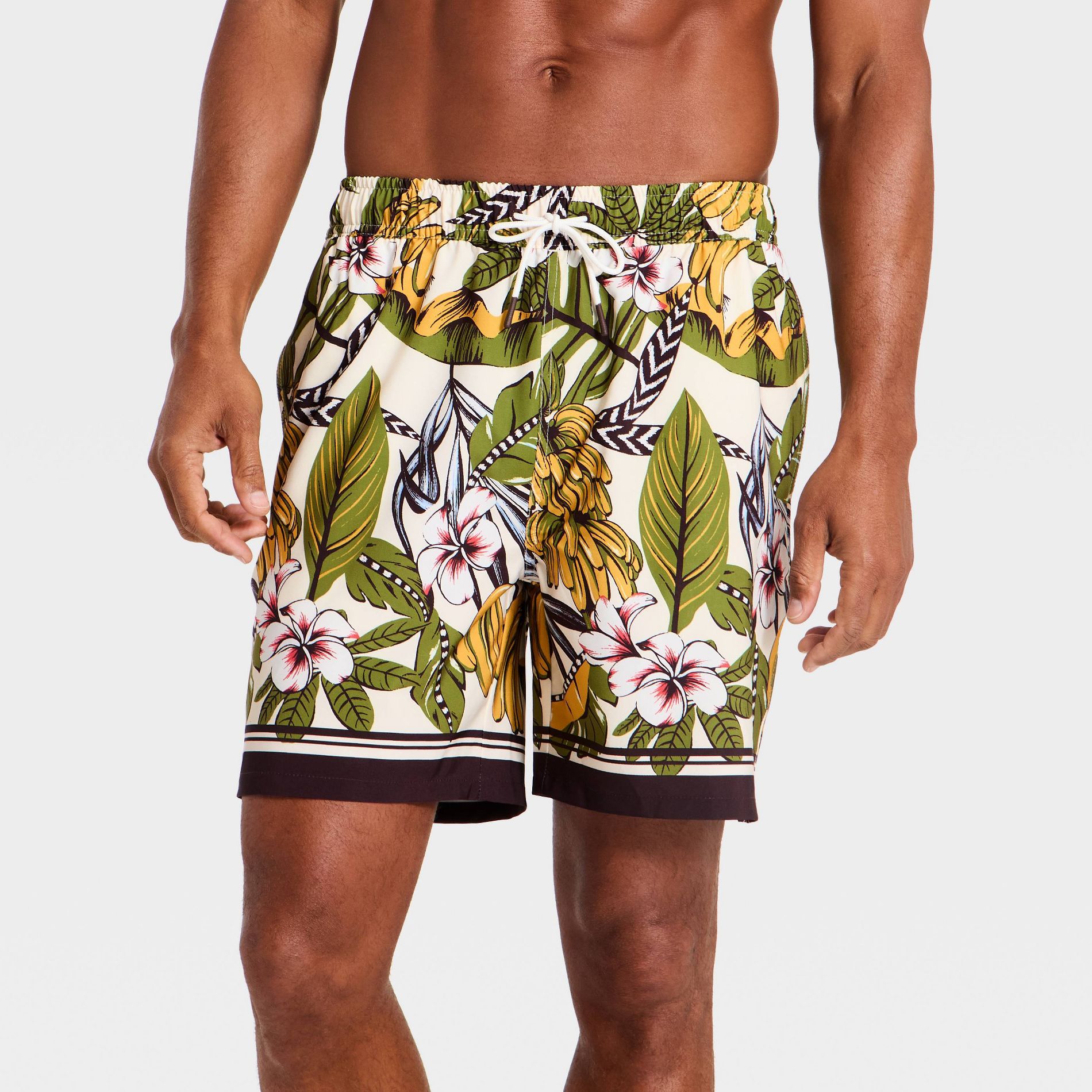 Men's 7" Vacation Collection Tropical Print Swim Trunks - Goodfellow & Co™ Green